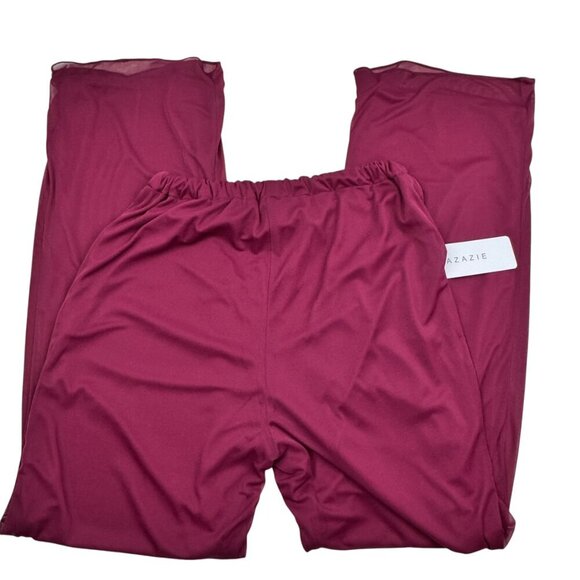 Azazie Maura Mulberry Pantsuit Sequins Chiffon 3- Piece Special Occasion SZ 12 - Picture 8 of 16